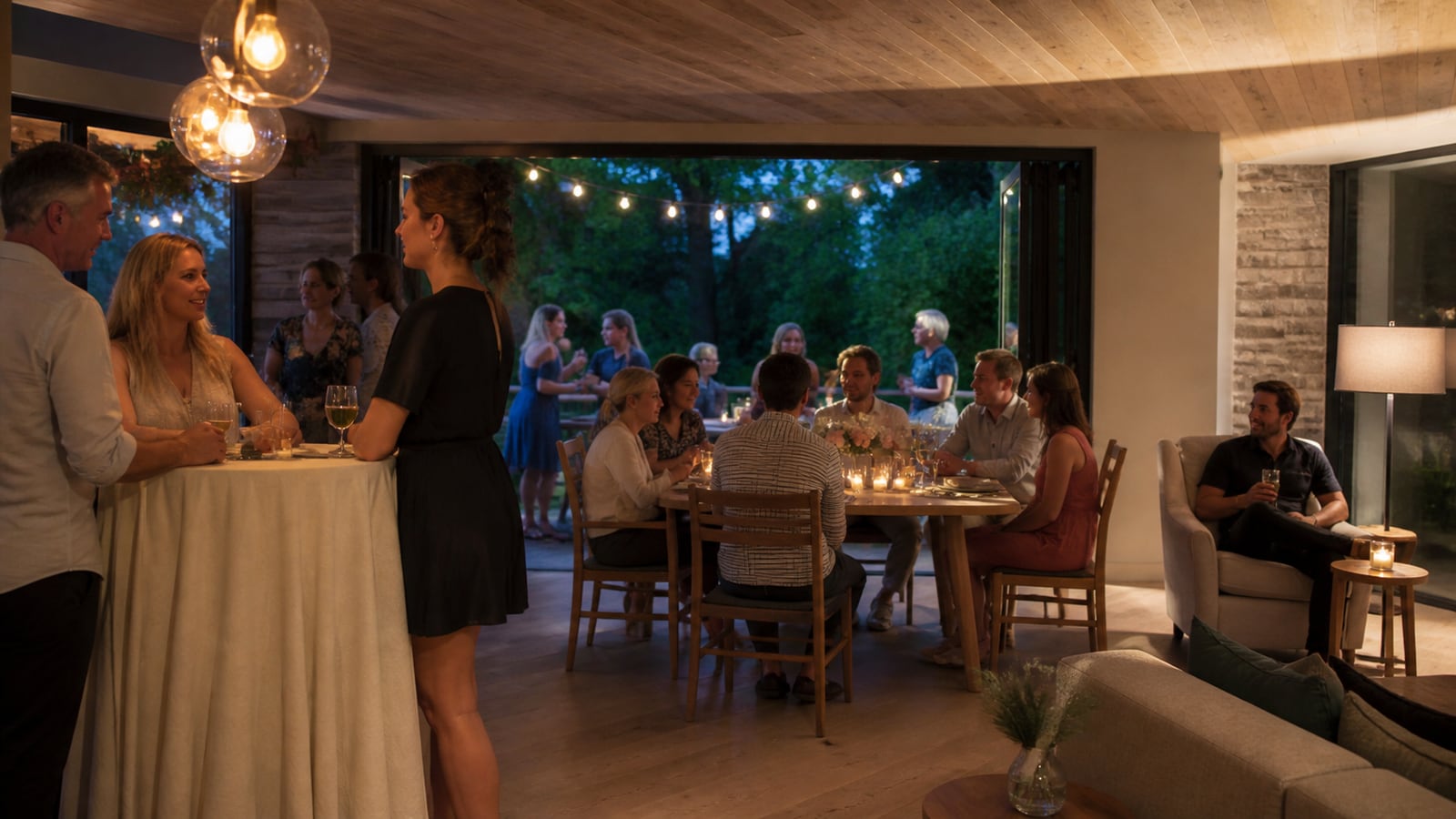 Verschillende zitplekken tijdens een verjaardagsfeest